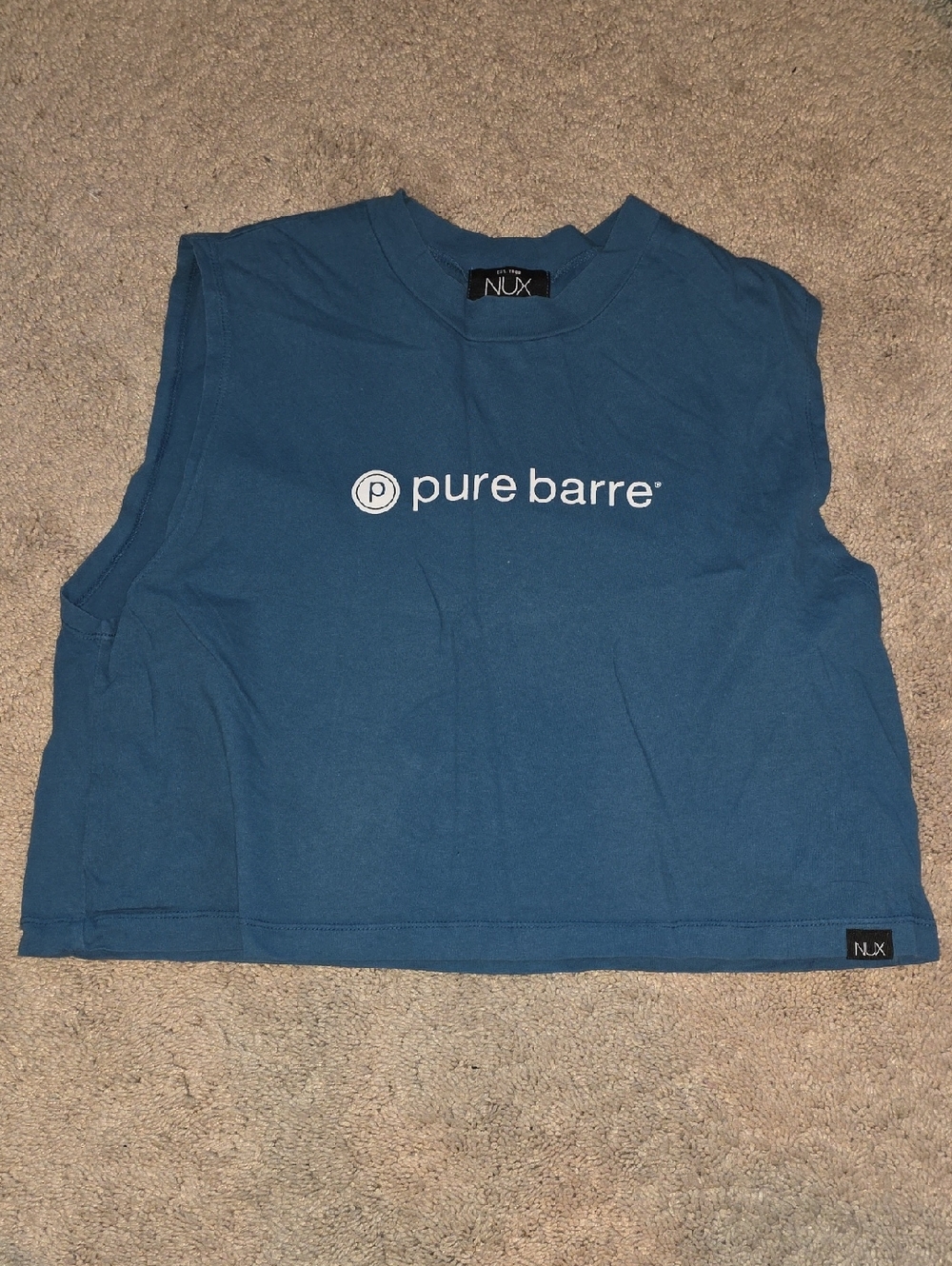 Pure Barre Teal Blue Logo Crop Tank
